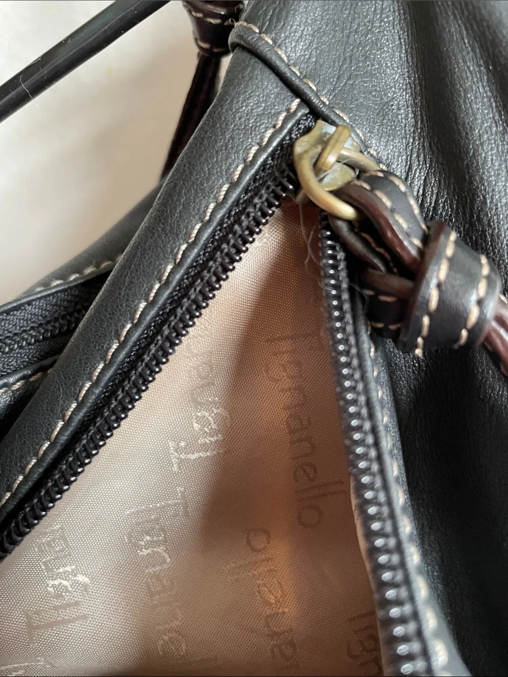 Tignanello- Soft Geniune Black Leather Backpack/Purse
